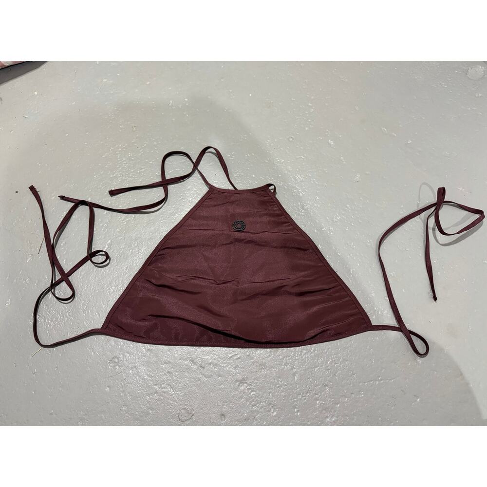 maroon halter-style triangle bikini top from the brand Concepts (CNCPTS).